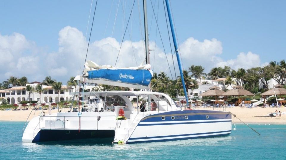 “Quality time” Catamaran disembarking on a beach in Anguilla