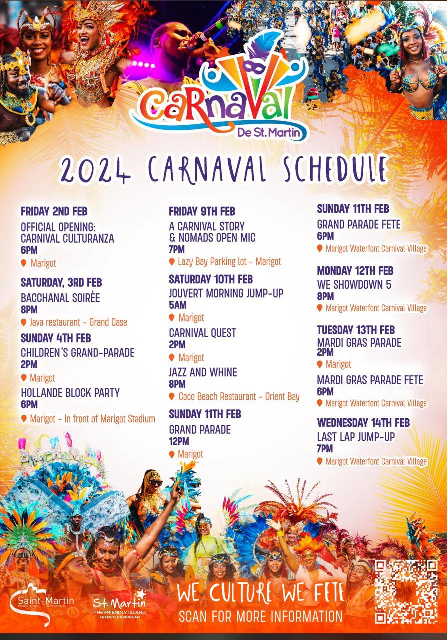 French side St. Martin Carnaval Schedule 2024