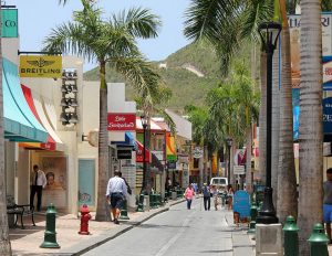 Most famous shopping street of St Maarten is Front Street in Philipsburg