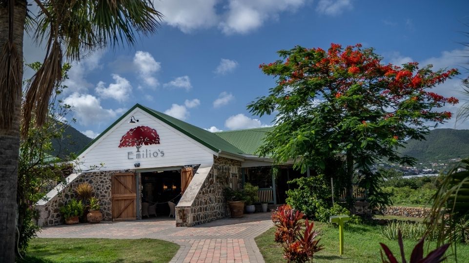 In front of the Emilio's restaurant located at the Rainforest adventures park