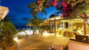 Restaurant area of Holland House during sunset on St Maarten / St Martin