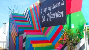 Philipsburg mural saying “I Left My Heart in St. Maarten”