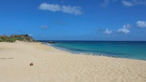 Empty beach at uninhabited Tintamarre island near Orient Bay St Martin