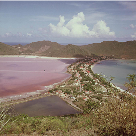 Salt ponds in Philipsburg, St Maarten. Salt used to be one of the main income sources back in 18th and 19th century