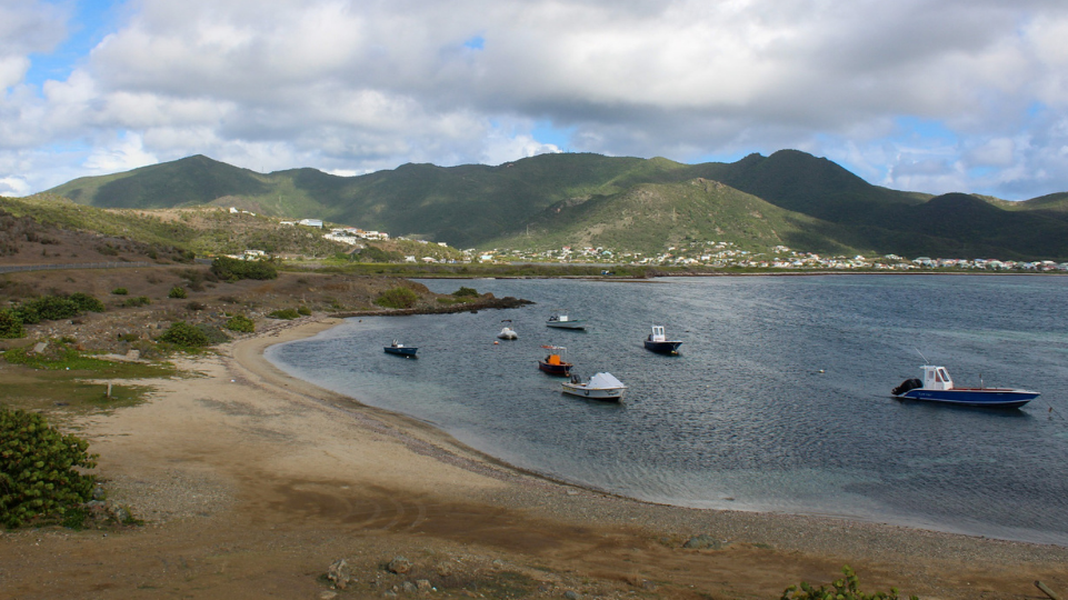 Lush nature reserve and well-known surfing area Baie De L'Embouchure on French side St Martin