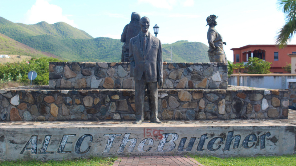 Statue of Sint Maarten Culture legend Alec the Butcher in Belvedere