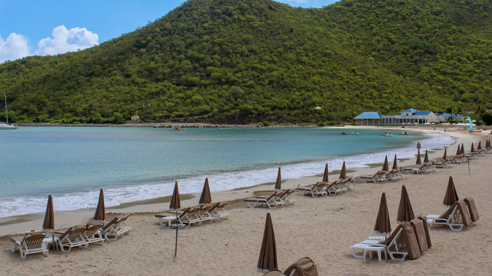 Umbrellas on Anse Marcel beach St Martin