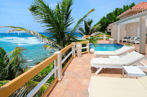 St Maarten modern Villa view from gardens