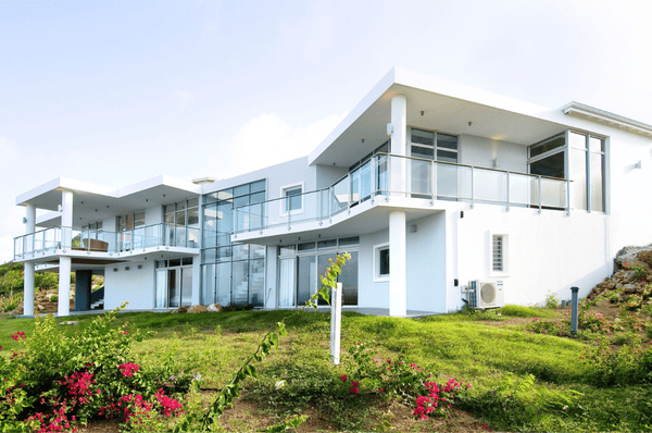 St Maarten modern Villa view from gardens