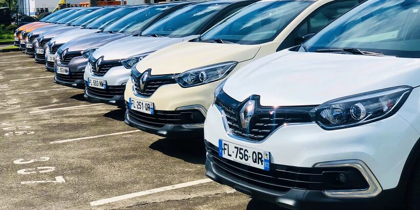 Europcar cars lined up in St Maarten / St Martin, available for all tourists to rent!