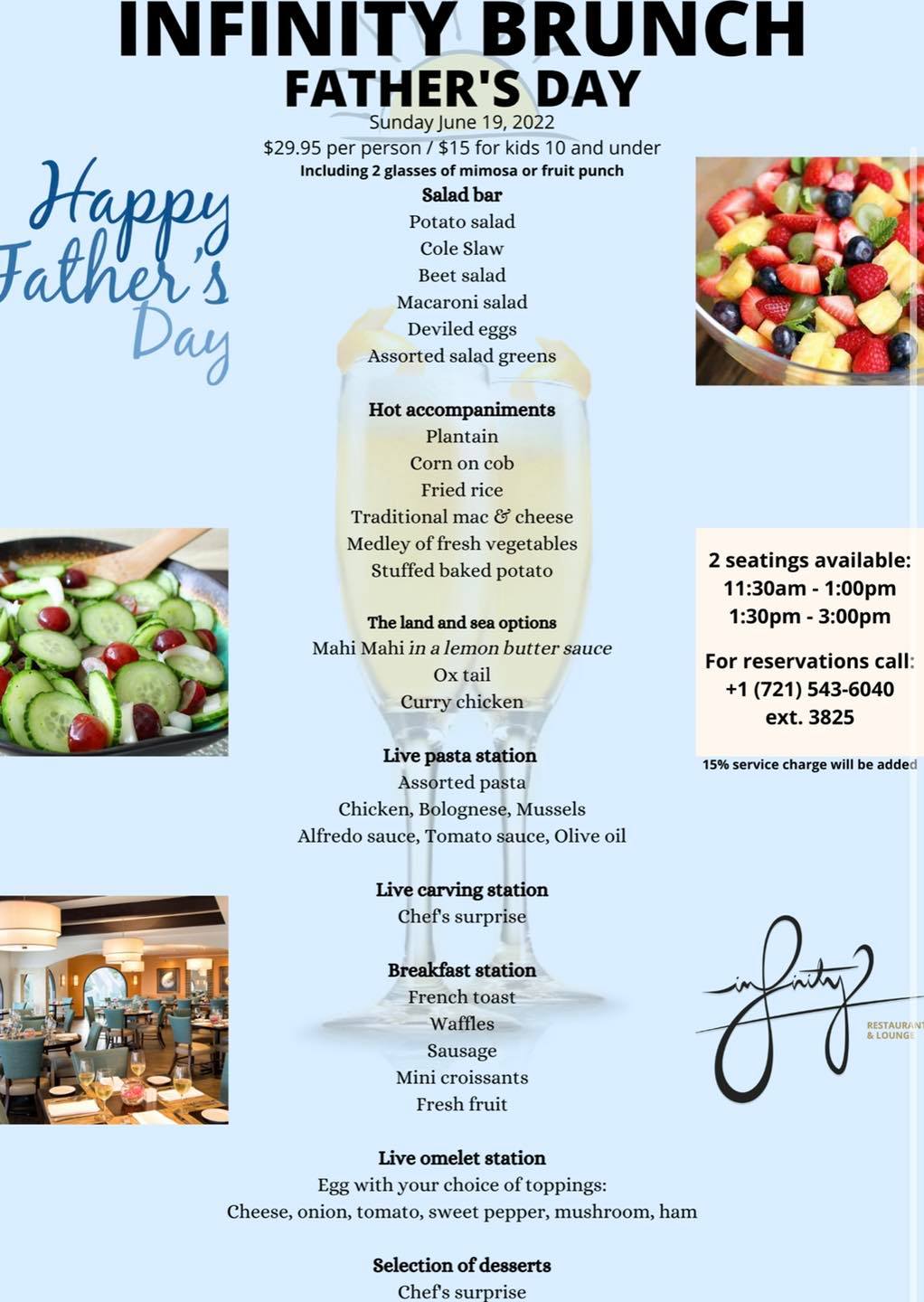 Flyer of Infinity Restaurant brunch on Father's Day in Oyster Bay Beach Resort