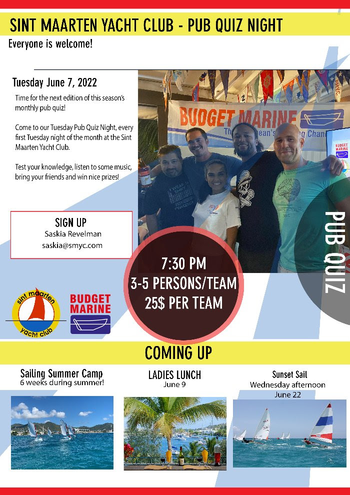 Pub Quiz Event in Sint Maarten Yacht Club in Simpson Bay St Maarten / St Martin!