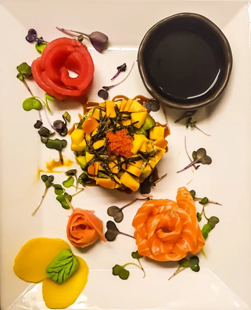 Beautiful food arrangement at Aziana St Maarten