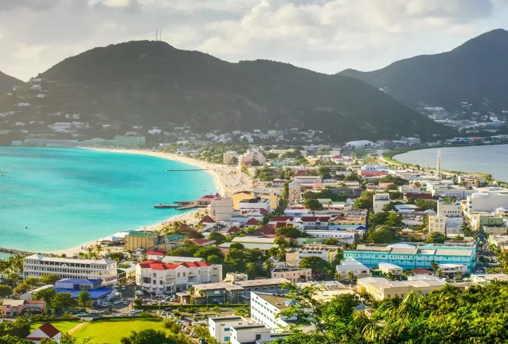 The Dutch Side capital Philipsburg of Caribbean island Sint Maarten