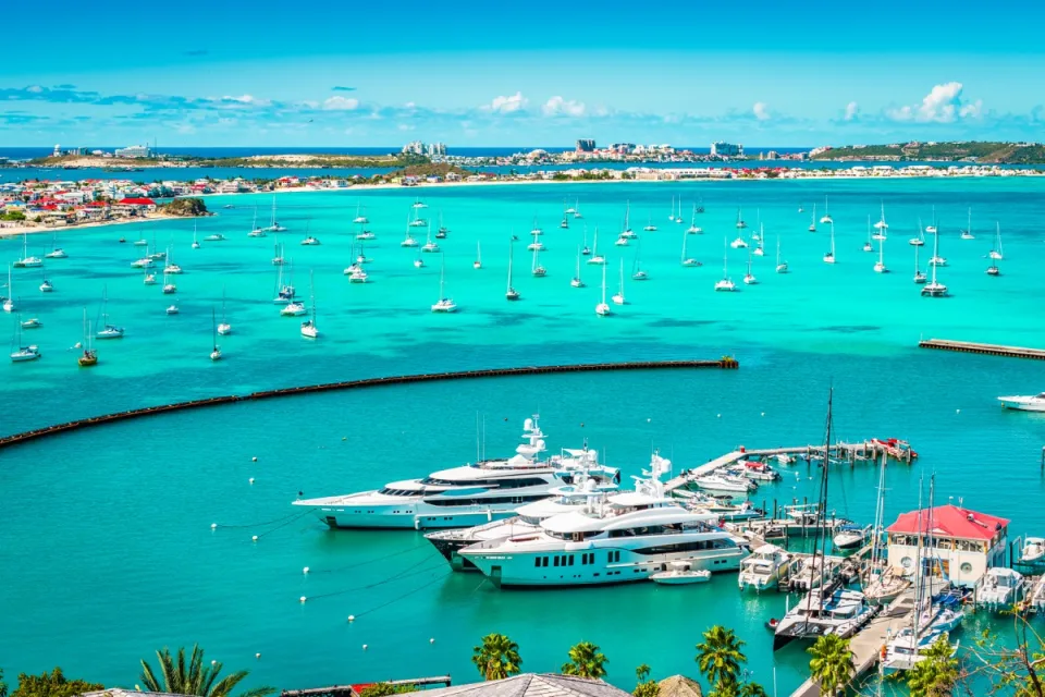 St Martin luxury yachts in the marina