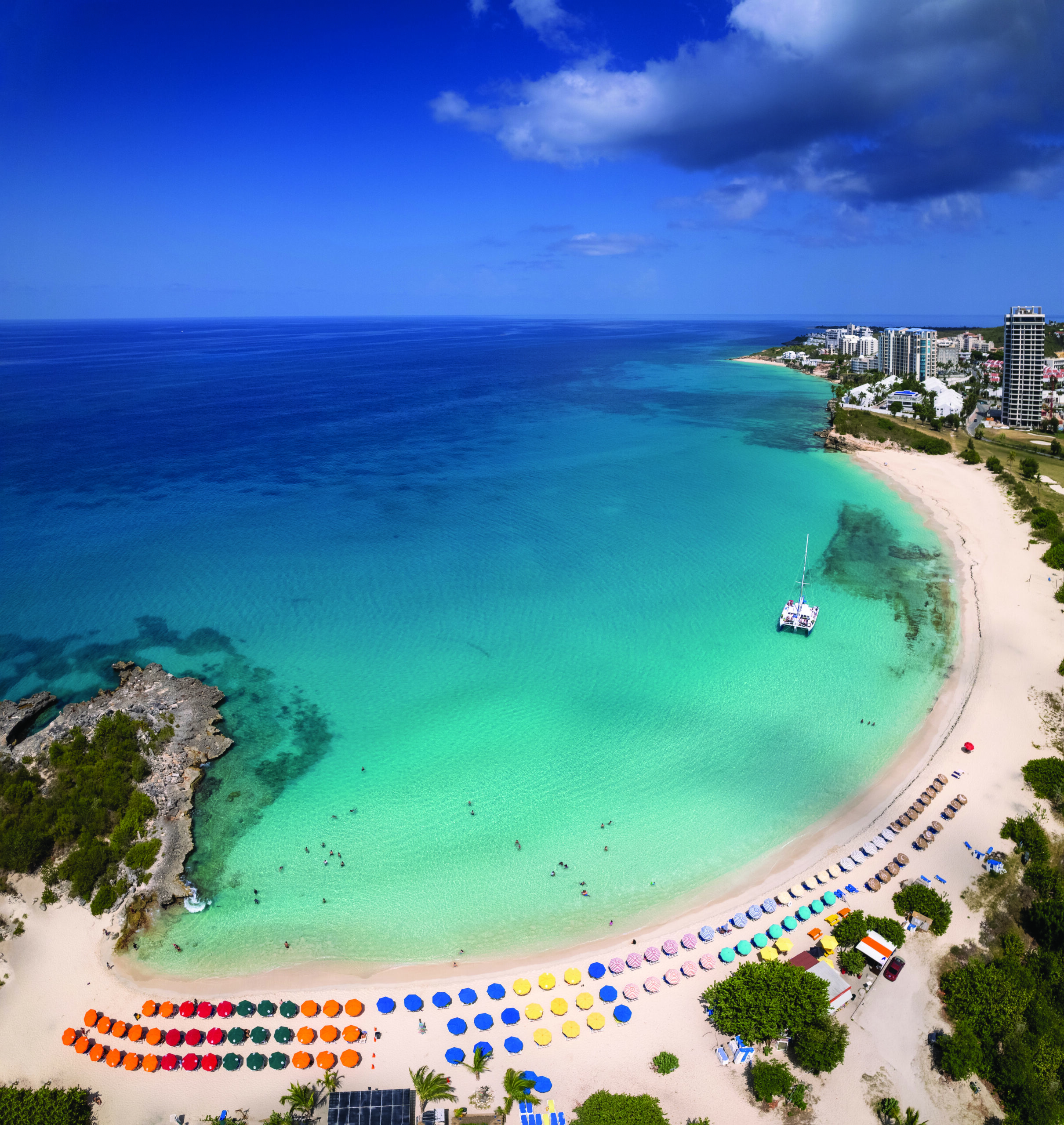 The beaches of St. Maarten/ St. Martin with beach chairs