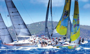 The Heineken Regatta with all sailing boats gathering together on the Simson Bay Lagoon