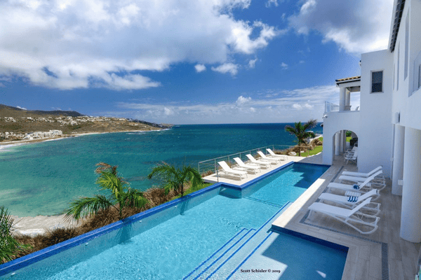 View over St. Maarten beach from villa Amalia