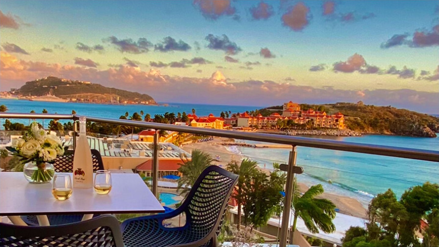 Beautiful rooftop view of st maarten and the ocean at Oceans Divi Little Bay