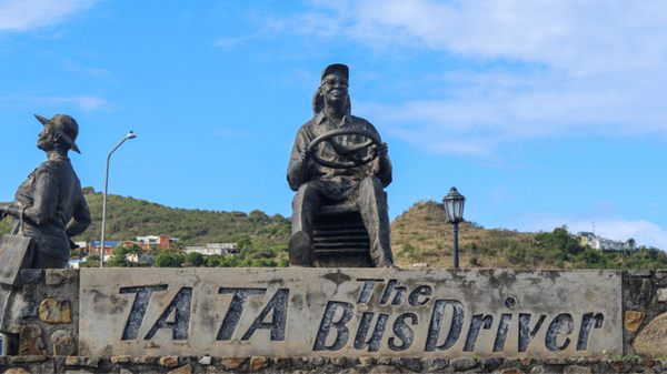 Statue of Tata on roundabout near French side border
