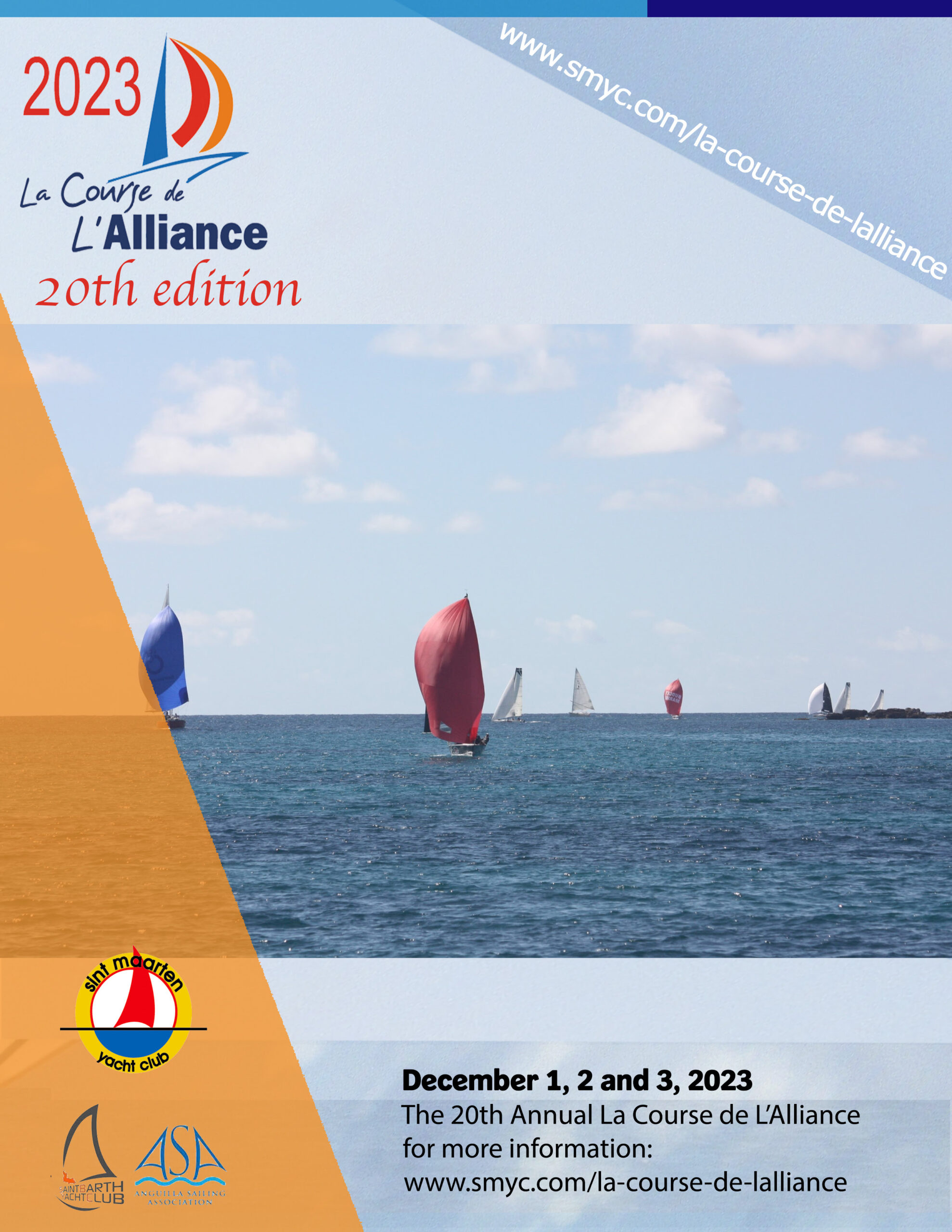 Flyer of the Annual Race of the Course de l'Alliance in December 2023, St Maarten Yacht Club
