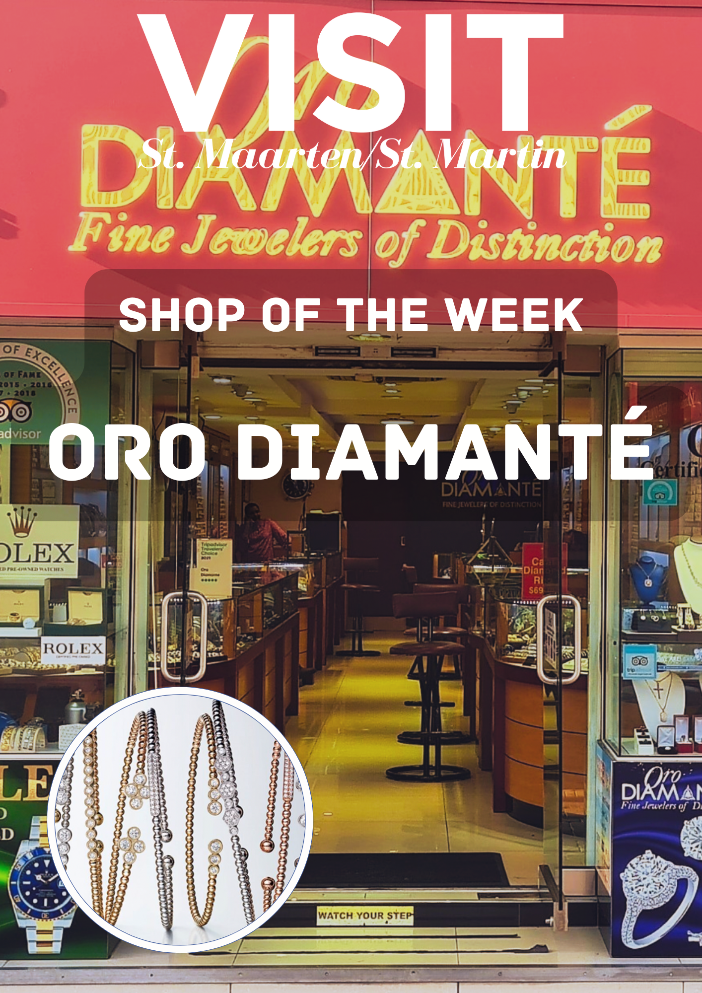 Oro Diamanté, Front Street Philipsburg, Shopping on St Maarten, Jewerly stores St Maarten