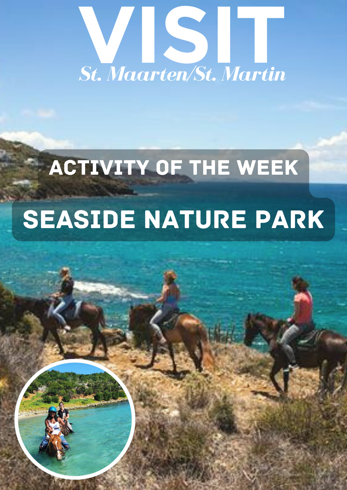 Horseback riding at the lucky stables of the Seaside Nature Park in Cay Bay St Maarten