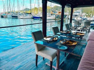 Nola Bayou Bistro located in Simpson Bay St Maarten with a view of the Simpson Bay Lagoon