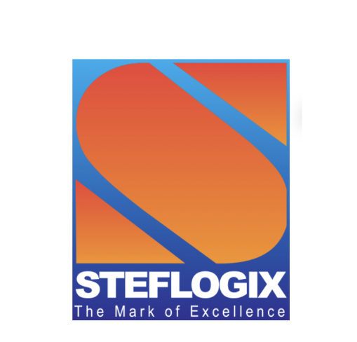 Official logo of Steflogix St Maarten with orange and blue colors and the letters of Steflogix in white
