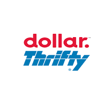 Dollar Thrifty car rental St Maarten blue and red logo