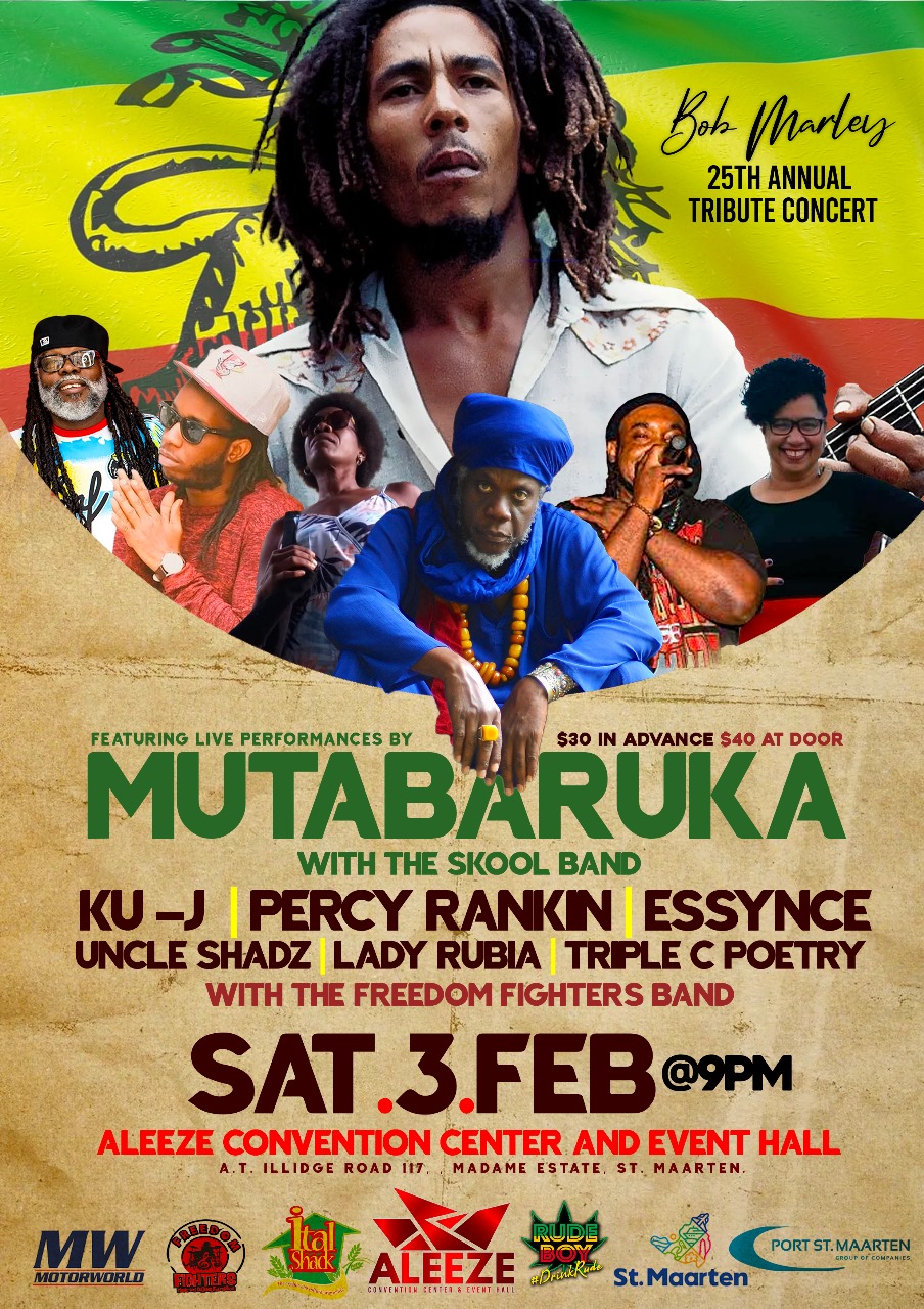 Ital Shack Flyer Bob Marley concert on St. Maarten