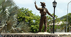 Statue of  traffic man Osborne Kruythoff in Cole Bay St Maarten 