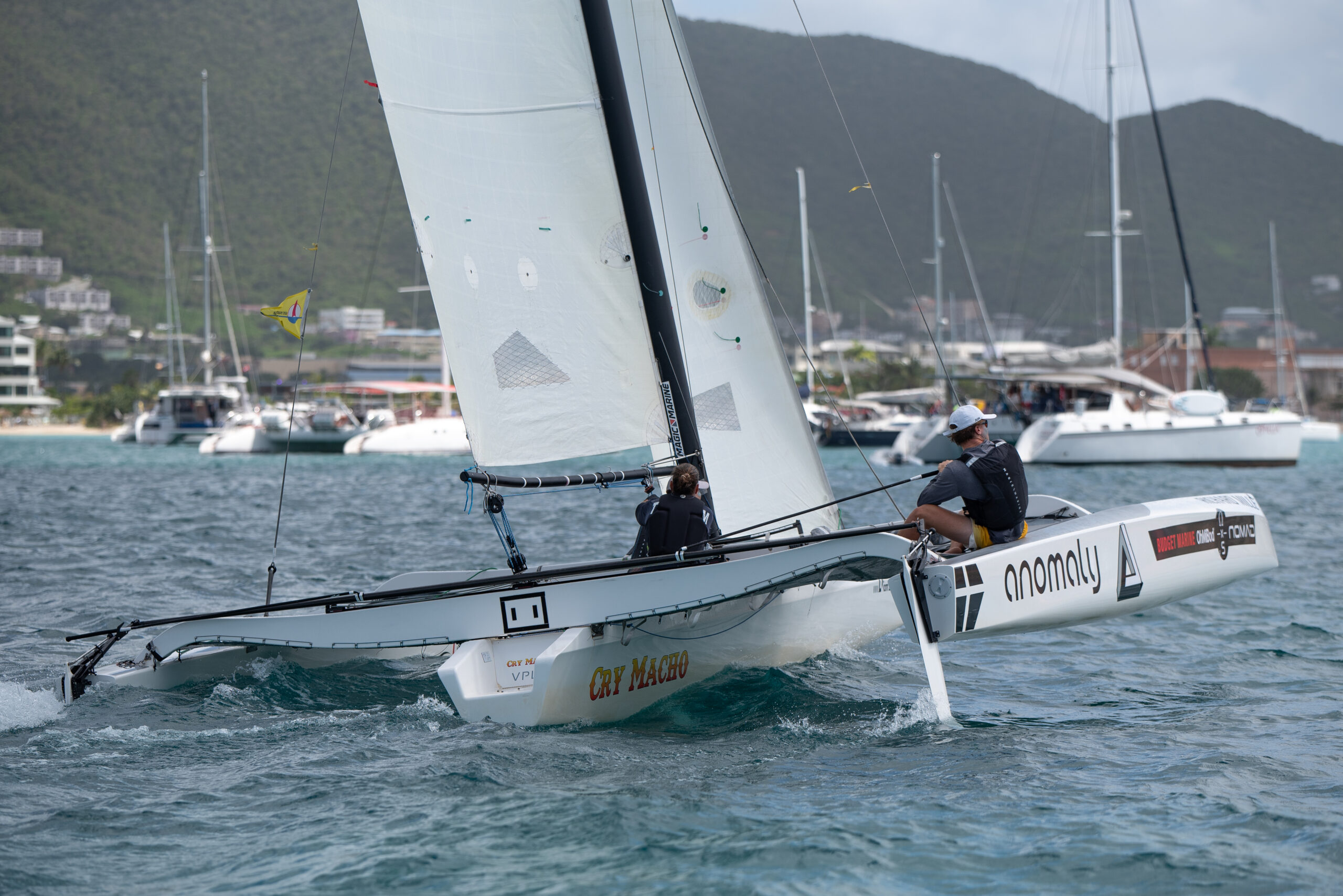 Sailing boat warming up for the Heineken regatta