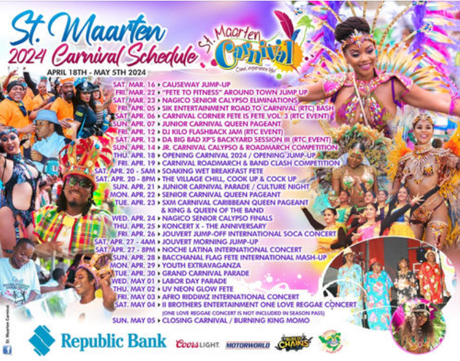 St. Maarten Carnival presented an update 2024 schedule