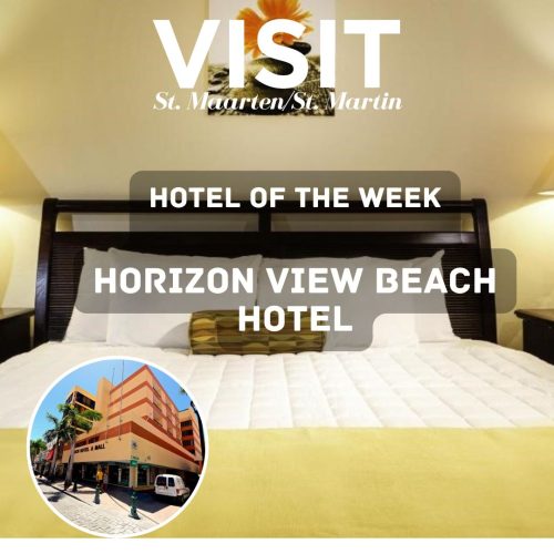 Hotel room in Horizon View Beach Hotel with a small picture of the outside of the building