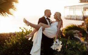 Happily married couple at sonesta maho in st maarten