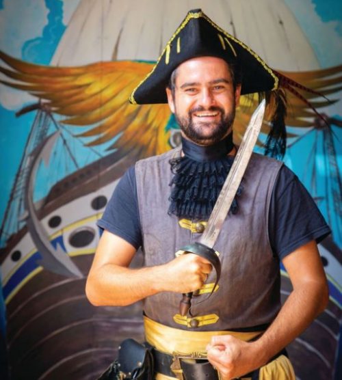 A pirate figure at the Rusty Parrot in Philipsburg