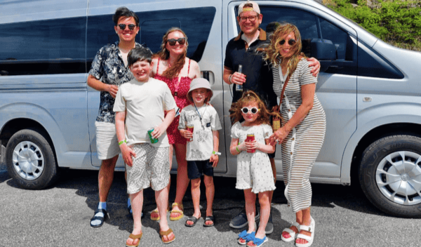 family taking island tour on st maarten