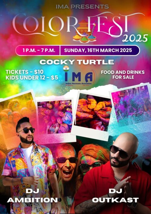 announcement poster of the IMA colour fest in sint maarten