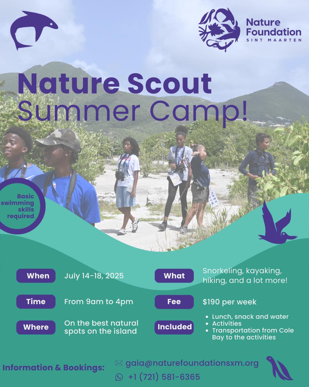 announcement of the summer camp for kids of the Nature Foundation Sint Maarten