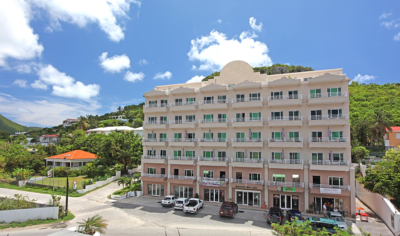 front of the building of simpson bay suites in sint maarten