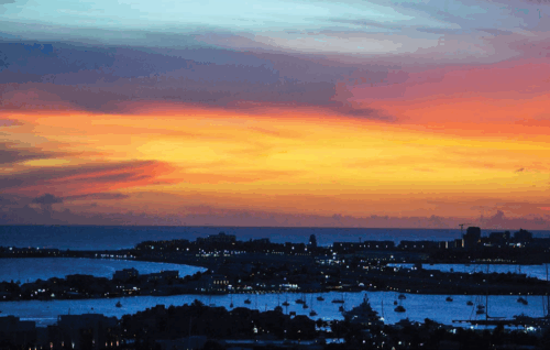 beautiful sunset on st. maarten above the sea
