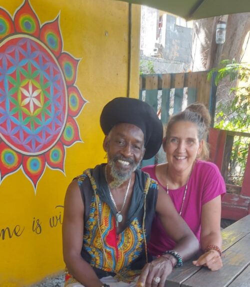 meet the islander: owners of ital shack in front of ital shack