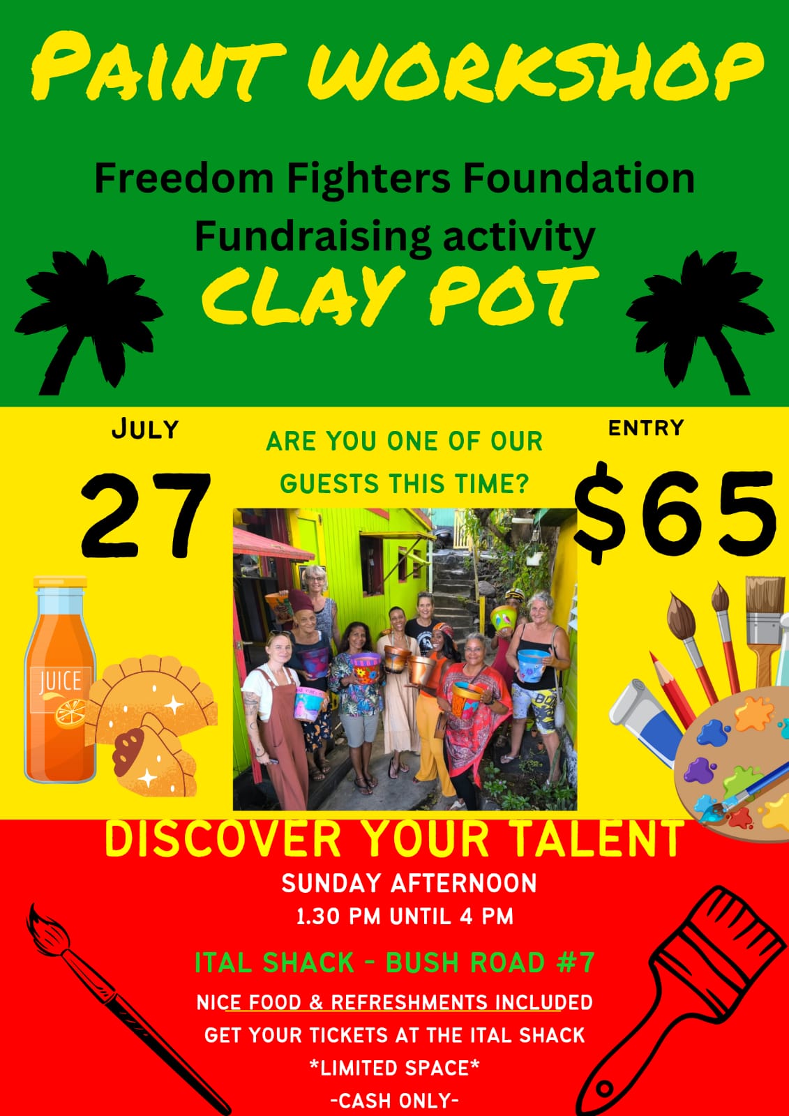 Paint Workshop flyer at Freedom fighters Ital Shack