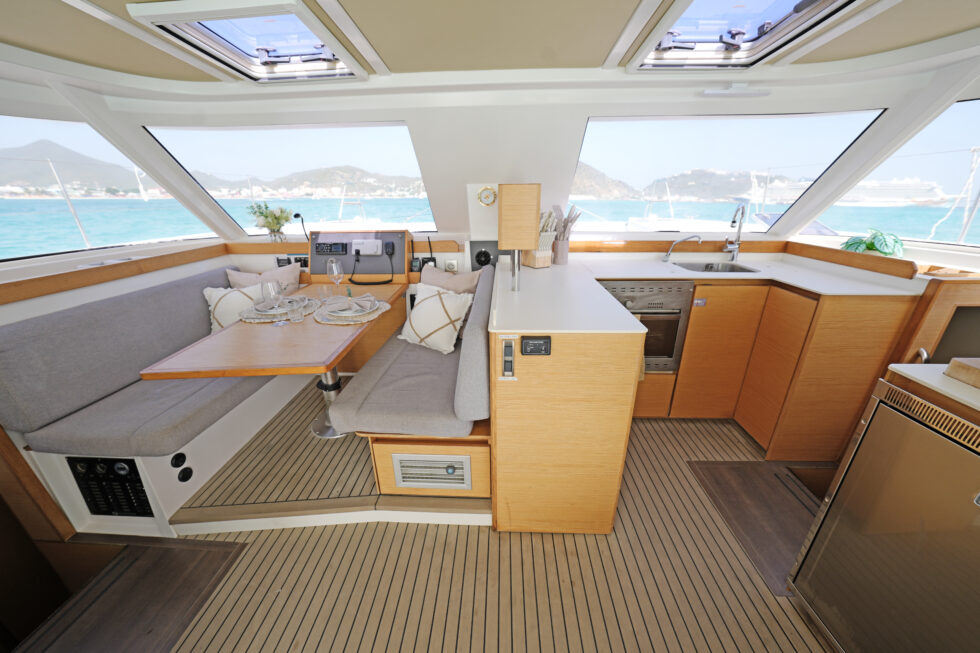 Aboard Knot at work catamaran