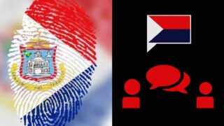 St maarten flag and communication icons for SXM Talks