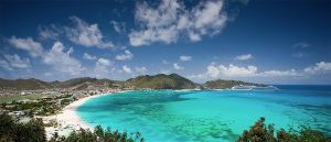 Overview of sea and beach at Point Blanche st maarten 