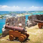 Fort Louis in St. Maarten/ St. Martin with cannons and a brick wall 