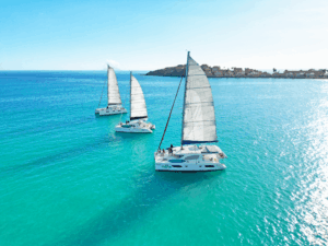 boats of pyc on the water in sint maarten