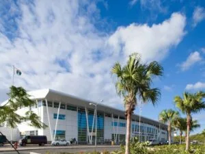 The front of Princess Juliana International Aiport in SXM